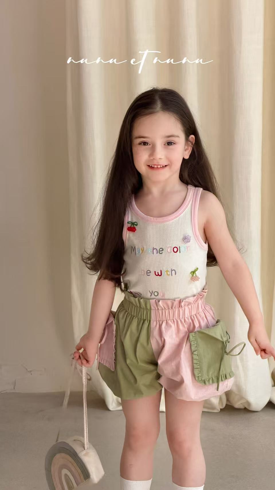 nunu et nunu 韓系彩字立體水果刺繡背心 夏季寶寶百搭打底度假內搭