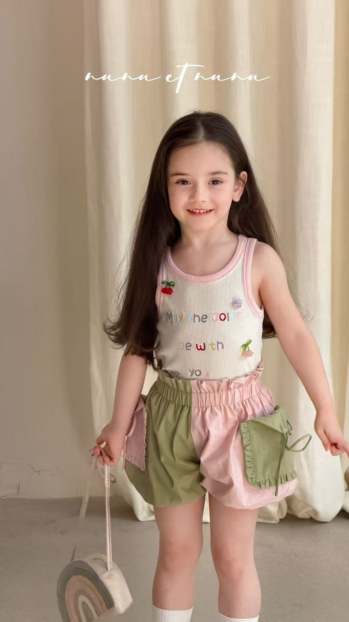 nunu et nunu 韓系彩字立體水果刺繡背心 夏季寶寶百搭打底度假內搭