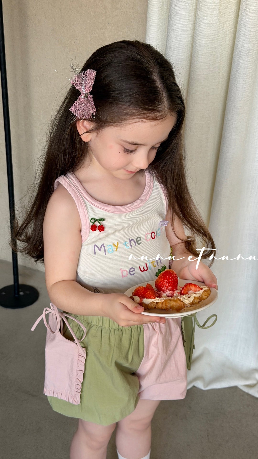 nunu et nunu 韓系彩字立體水果刺繡背心 夏季寶寶百搭打底度假內搭