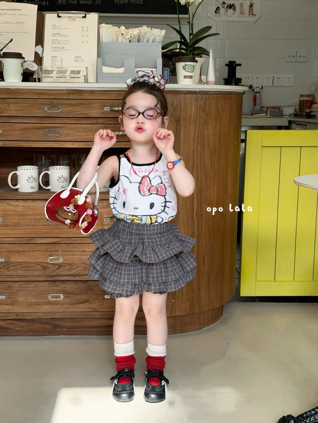 opolala 韓系HelloKitty背心 女童百搭休閒無袖上衣