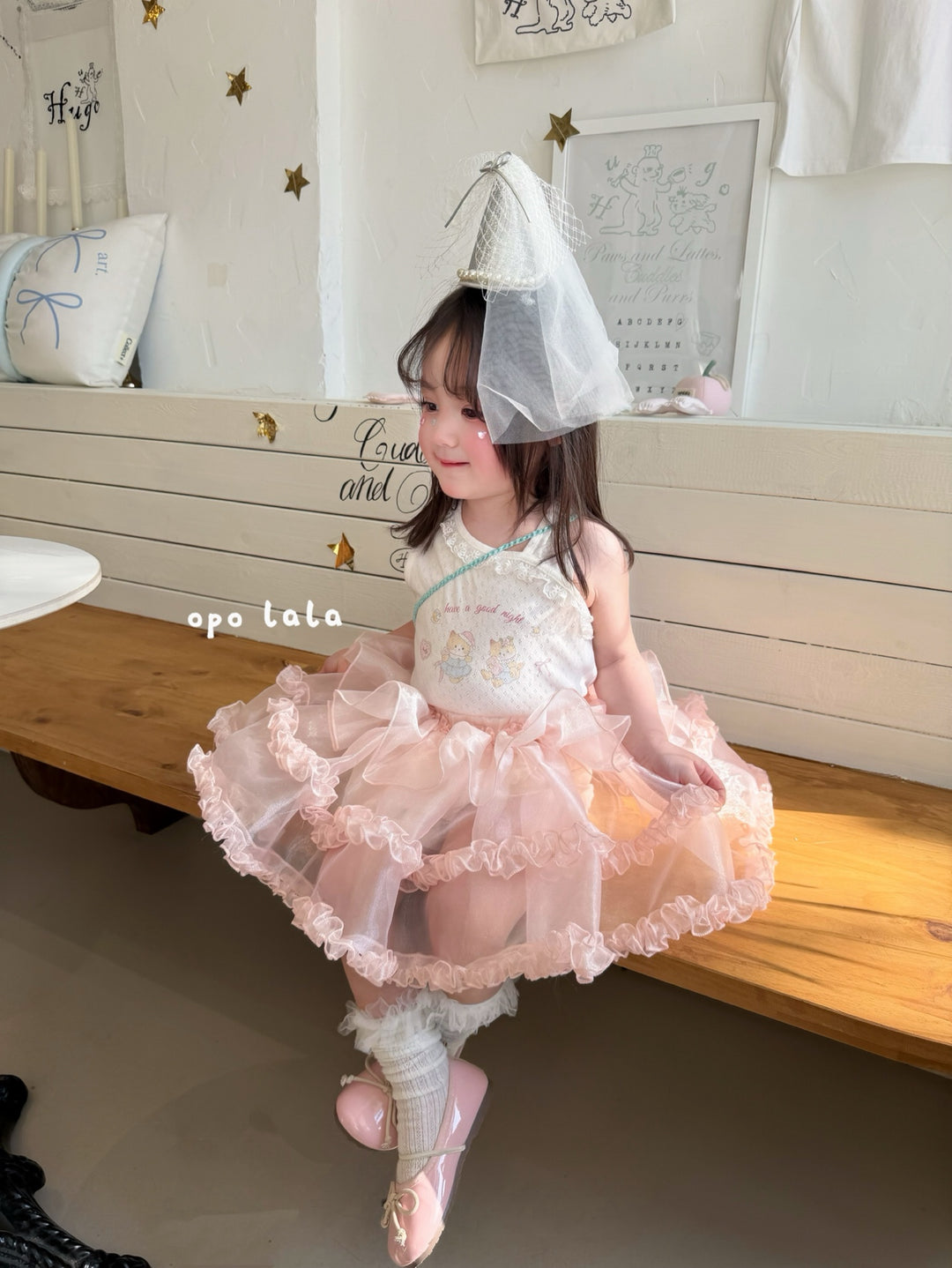opolala韓系仙女蓬蓬裙女童半身紗裙