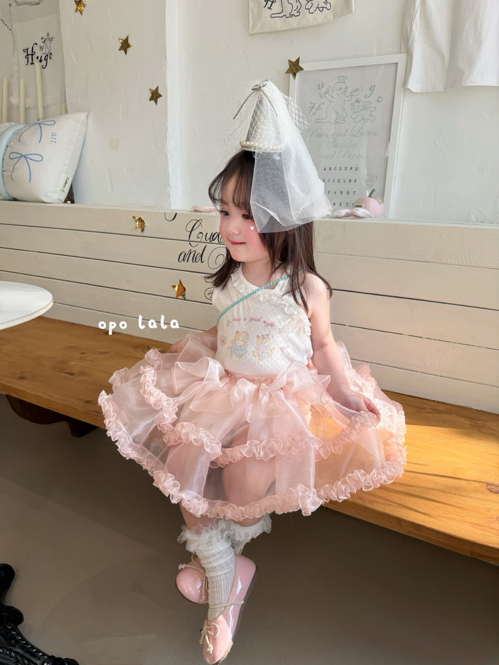 opolala韓系仙女蓬蓬裙女童半身紗裙