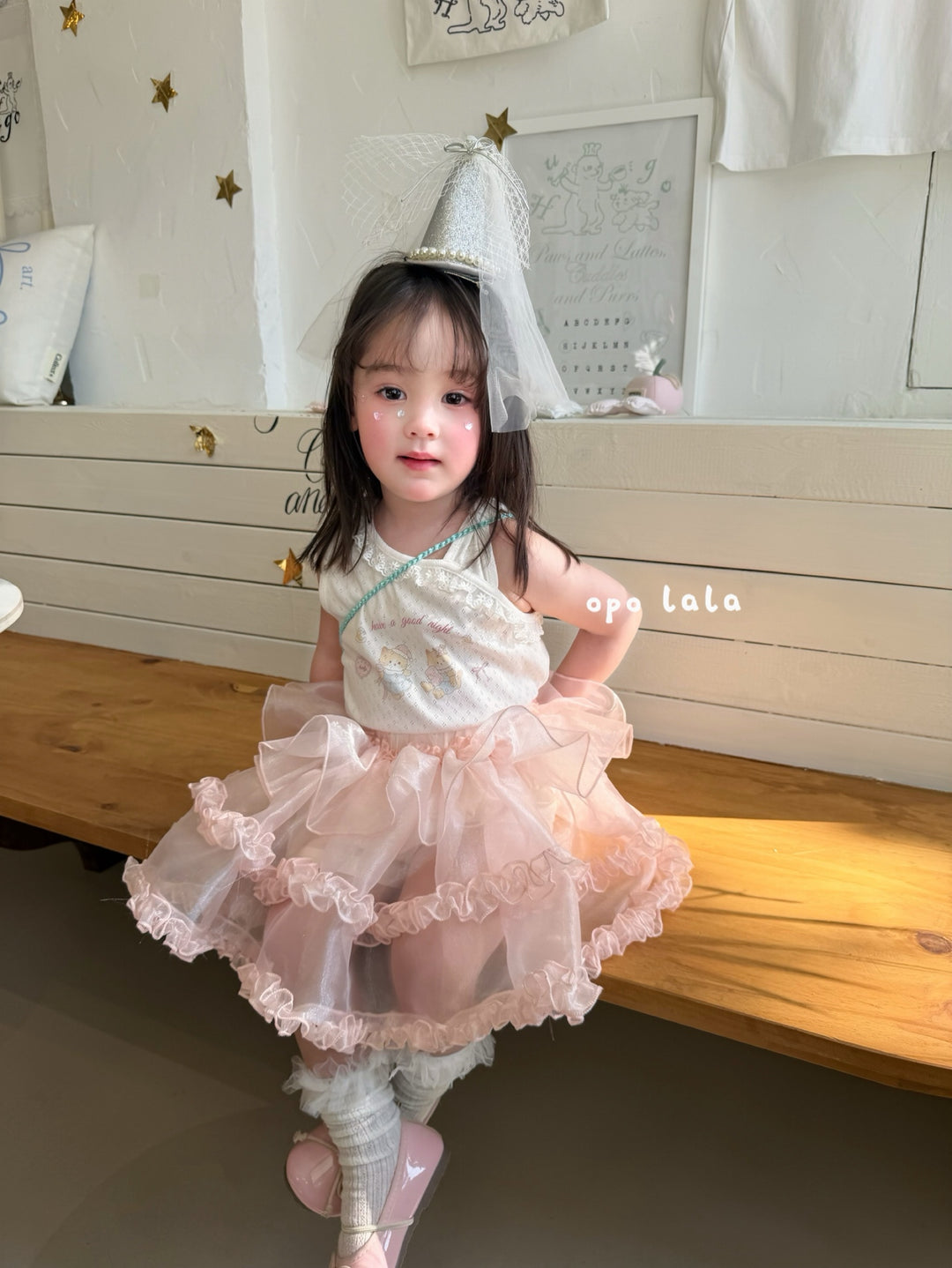 opolala韓系仙女蓬蓬裙女童半身紗裙