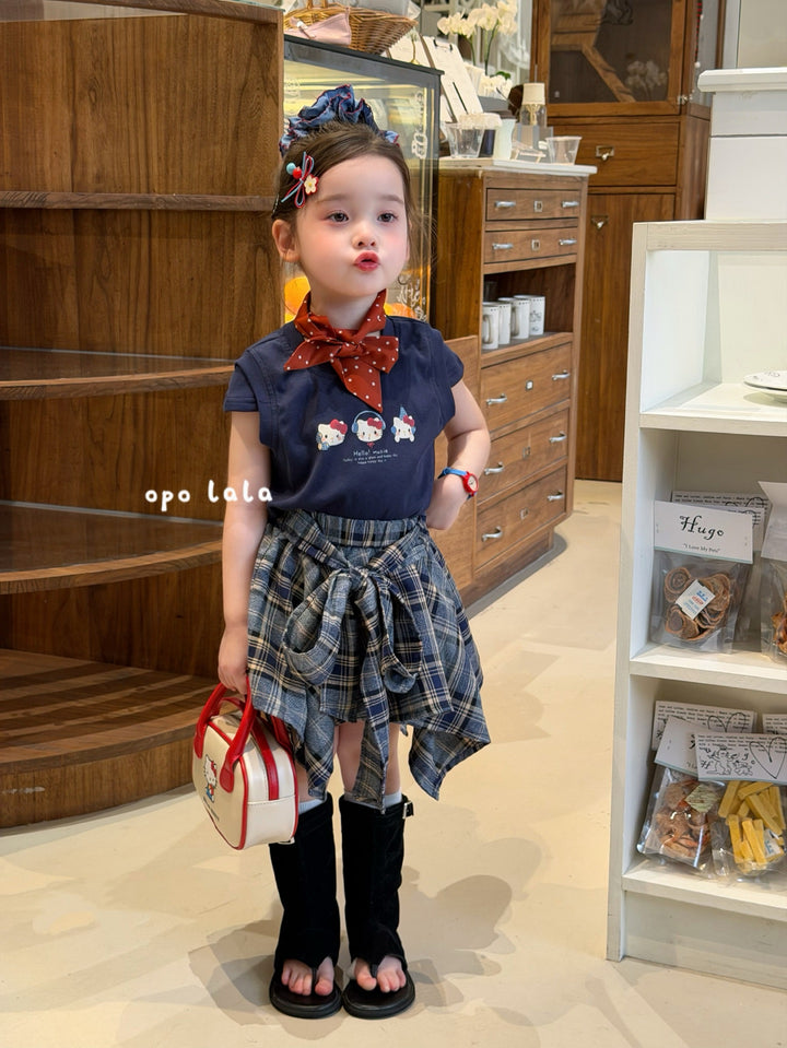 opolala 韓系HelloKitty刺繡T恤女童軟糯短袖上衣