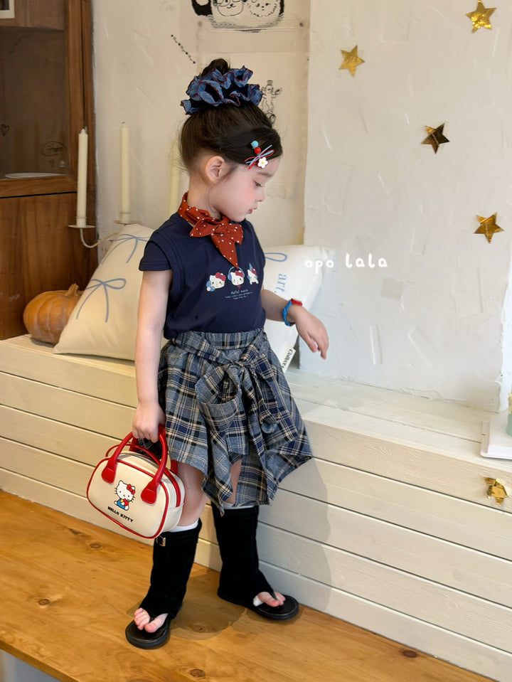 opolala 韓系HelloKitty刺繡T恤女童軟糯短袖上衣