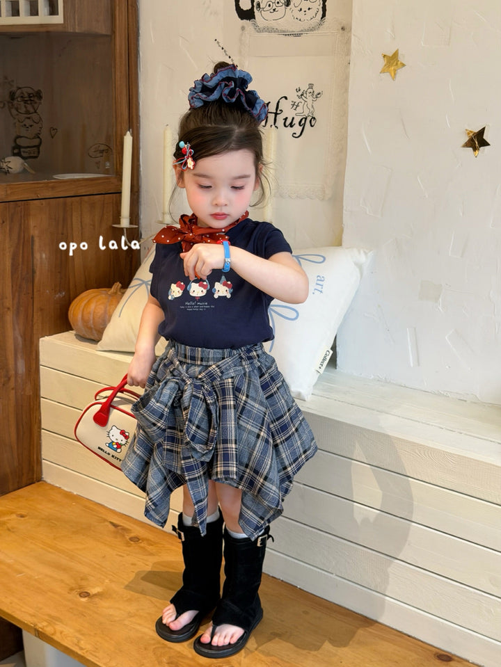 opolala 韓系HelloKitty刺繡T恤女童軟糯短袖上衣