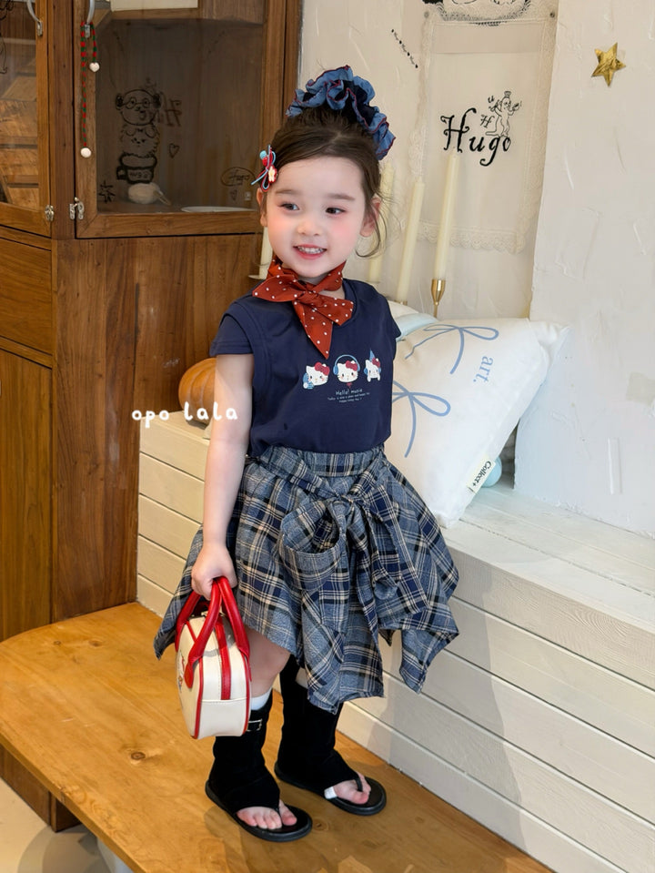 opolala 韓系HelloKitty刺繡T恤女童軟糯短袖上衣