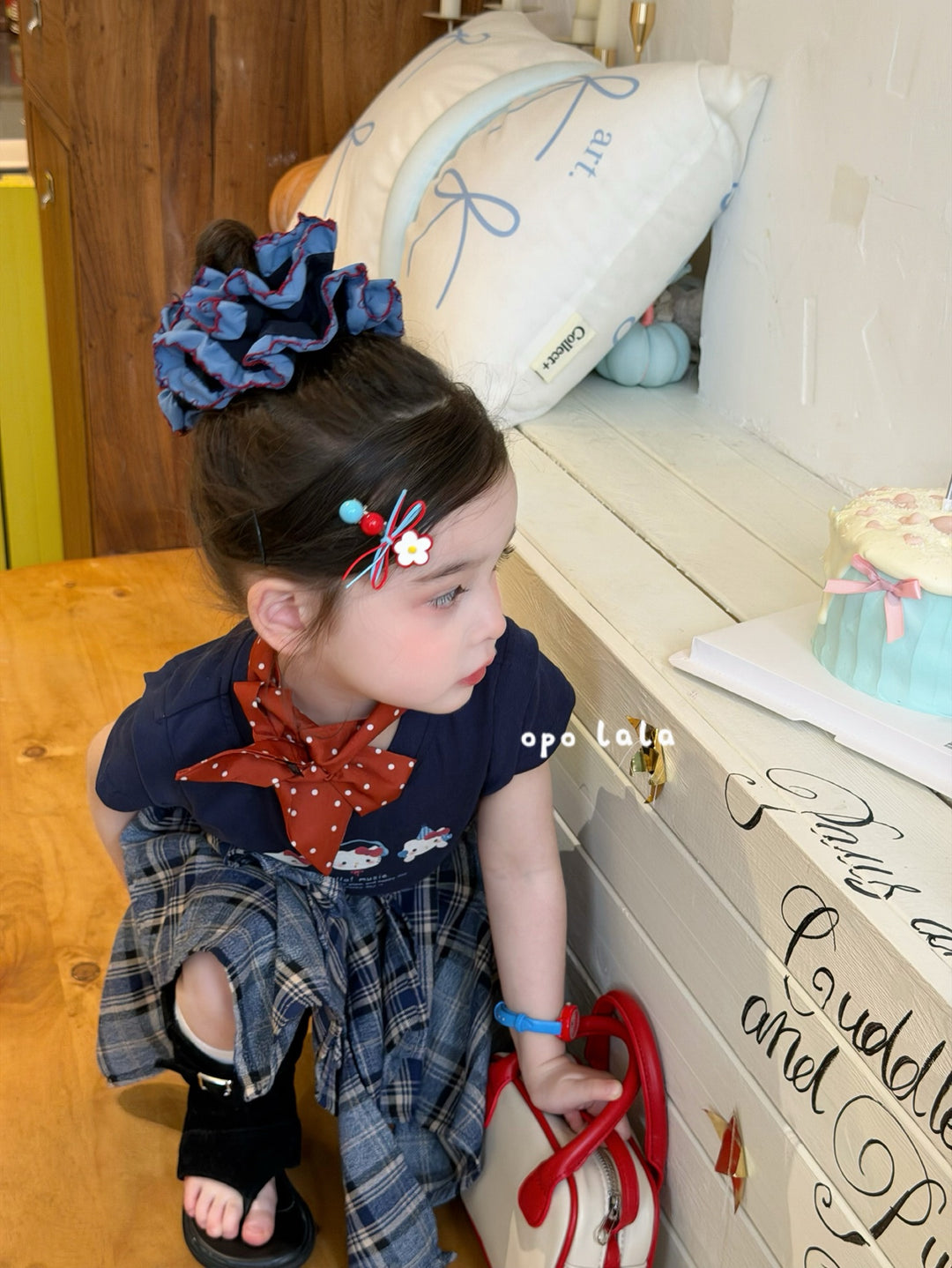 opolala 韓系HelloKitty刺繡T恤女童軟糯短袖上衣