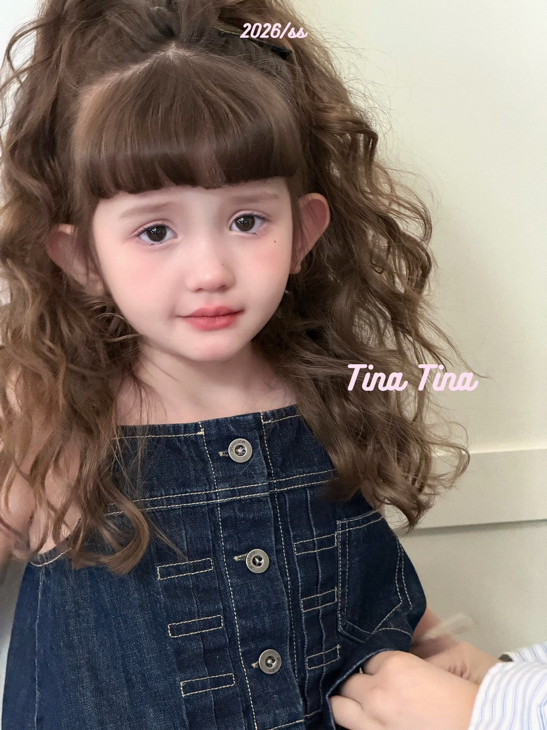 Tina Tina 韓系女童慵懶風深藍牛仔褲 毛邊褲腳百搭長褲