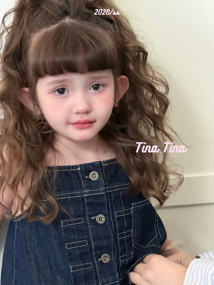 Tina Tina 韓系女童慵懶風深藍牛仔褲 毛邊褲腳百搭長褲