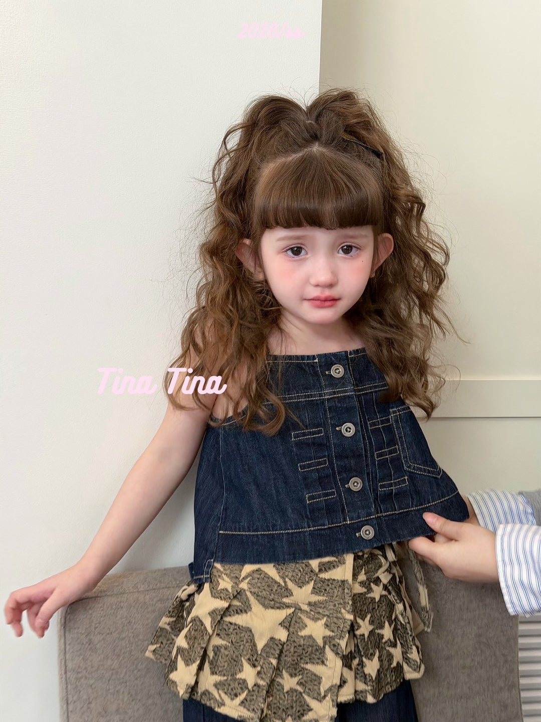 Tina Tina 韓系女童慵懶風深藍牛仔褲 毛邊褲腳百搭長褲