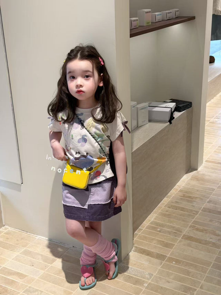 Innocent 夏日涼感面料清新水彩印花 T 恤 女童可愛塗鴉短袖上衣超涼爽