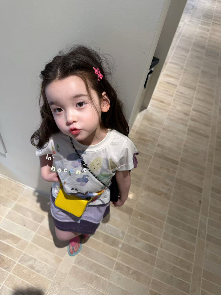 Innocent 夏日涼感面料清新水彩印花 T 恤 女童可愛塗鴉短袖上衣超涼爽